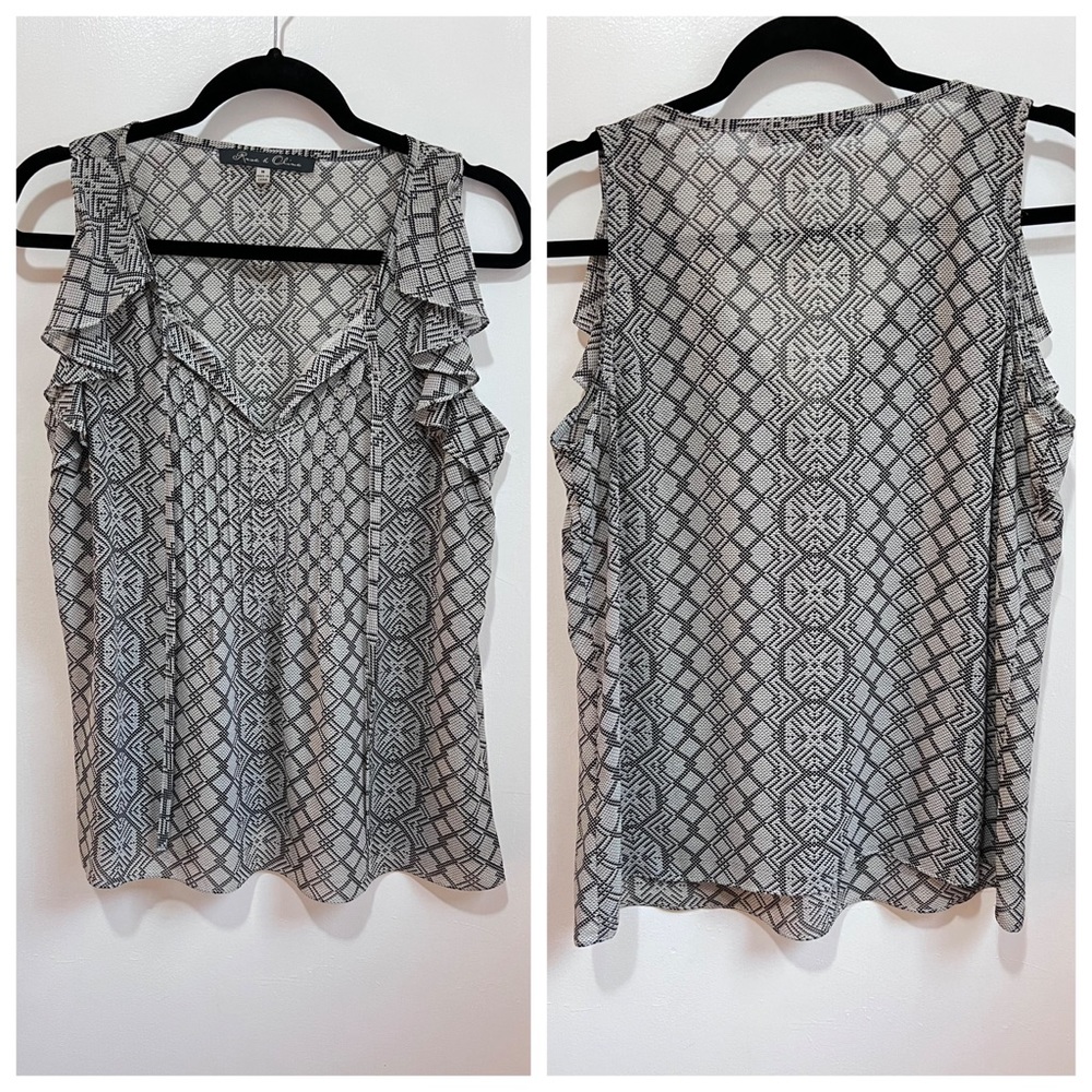 Rose & Olive Black and white serpent print chiffon top